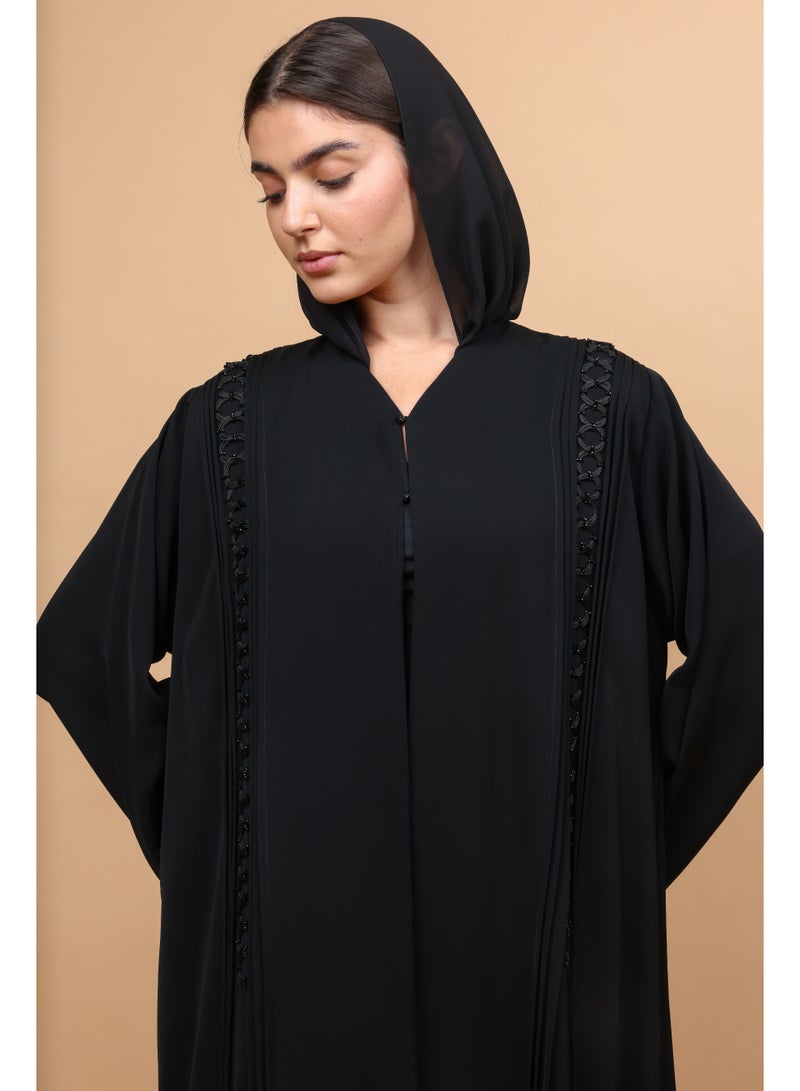 IKKXA Celestial Jet Open-Stitch Abaya - Image 5